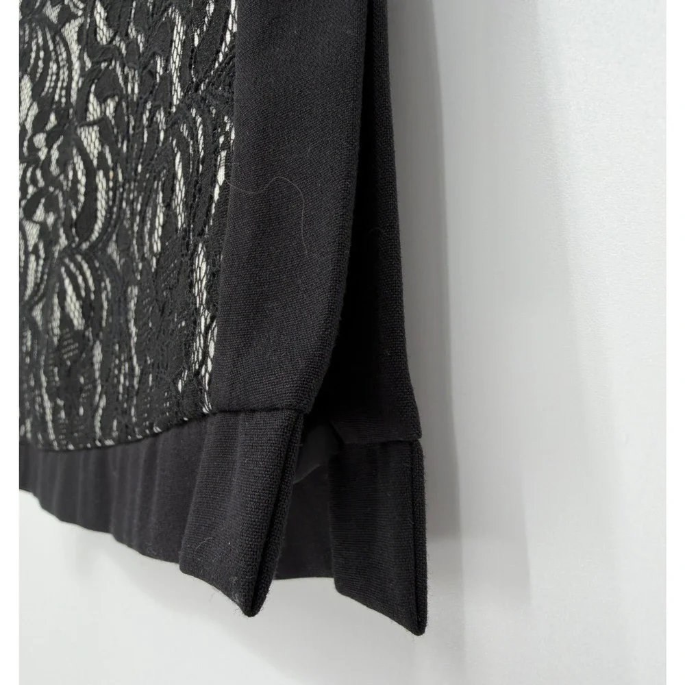Worthington Womens Black Floral Lace Pencil Skirt Side Panel Size 12 Knee Length